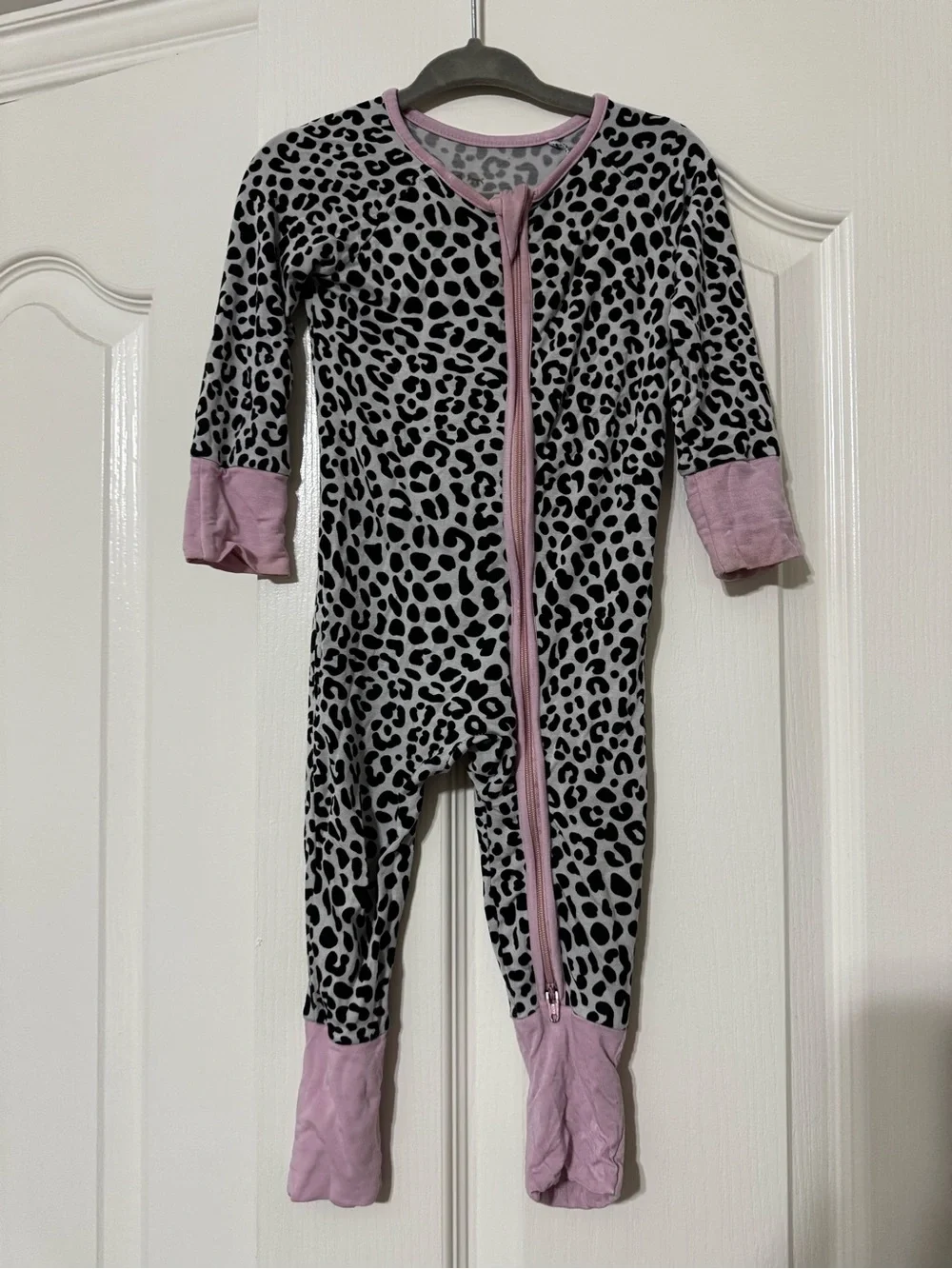 Little Sleepies Black & Pink Leopard Print Zip Footie